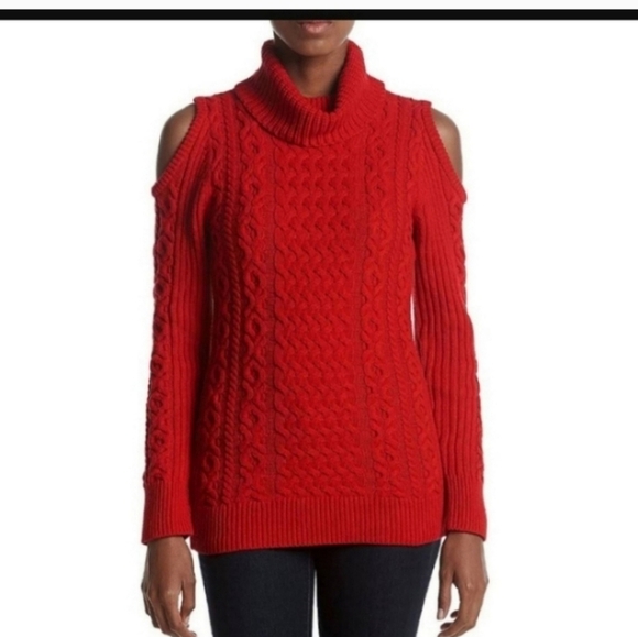🍂🍁Ruff Hewn Turtleneck Cable Knit Sweater Haute Red XL fits 2xw - Picture 1 of 5